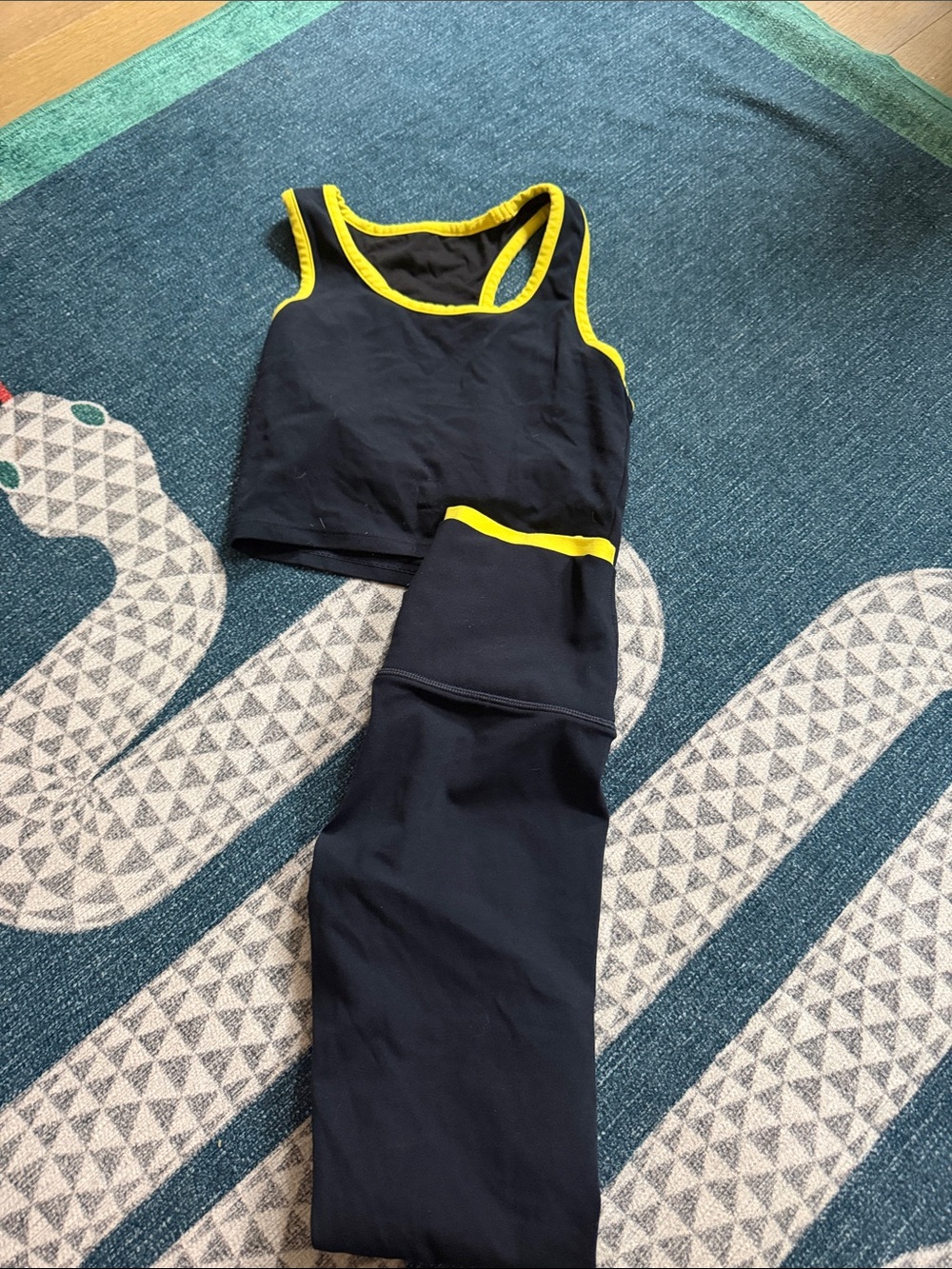 Splits59 Black Sports Bra and Leggings with Yellow Trim